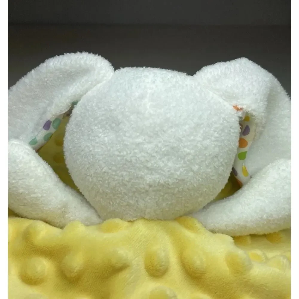 Baby Starters Some Bunny Loves You Lovey Yellow Polka Dot Satin Trim Back Teal